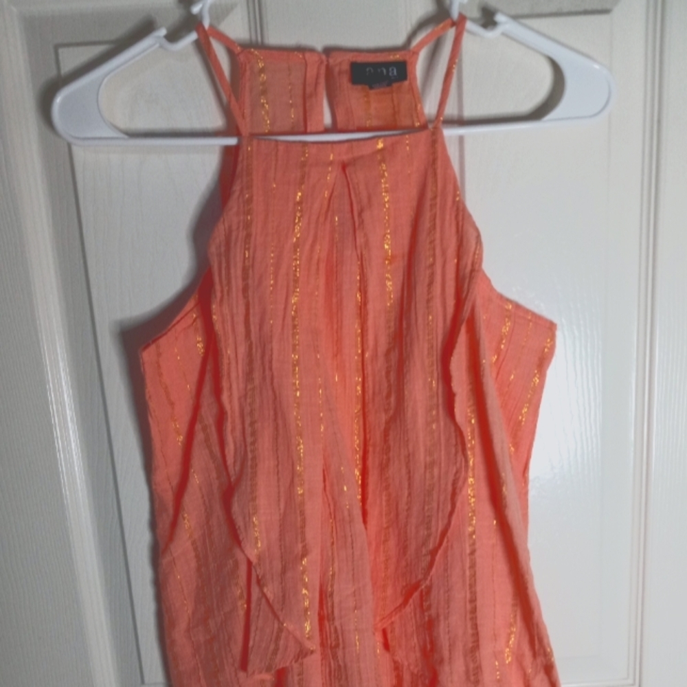 Ana Orange and Gold Cotton Tank Top